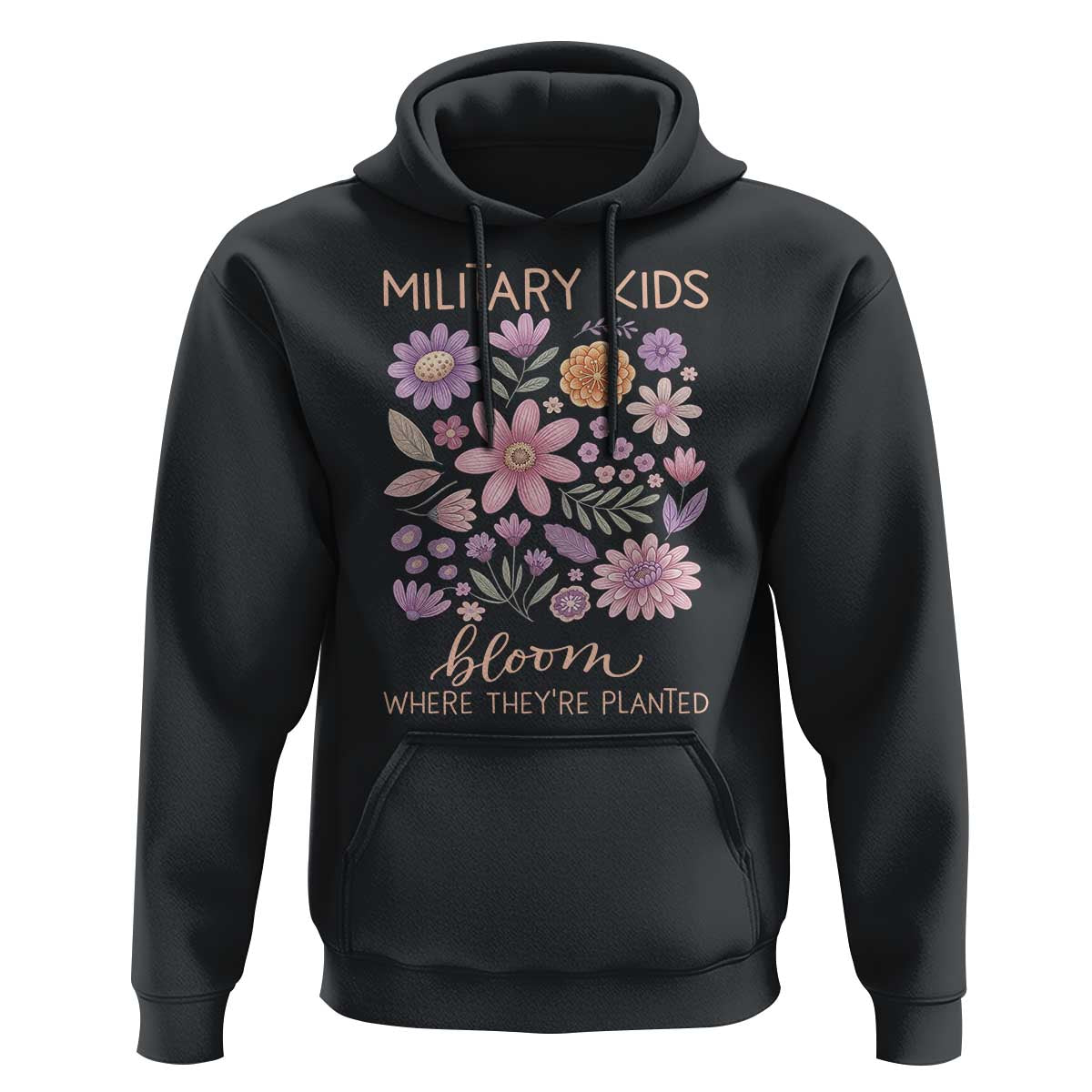 Military Kids Bloom Where They are Planted Hoodie Purple Up Month of the Military Child Floral Empowerment