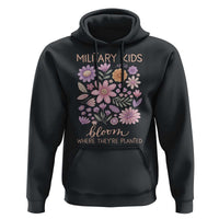 Military Kids Bloom Where They are Planted Hoodie Purple Up Month of the Military Child Floral Empowerment