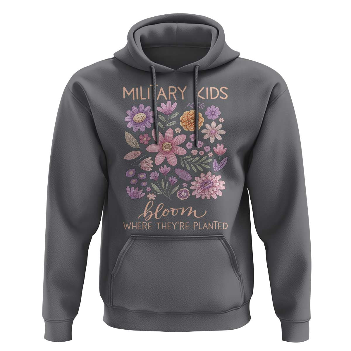 Military Kids Bloom Where They are Planted Hoodie Purple Up Month of the Military Child Floral Empowerment