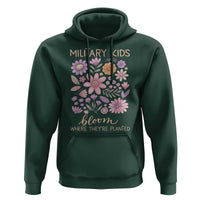 Military Kids Bloom Where They are Planted Hoodie Purple Up Month of the Military Child Floral Empowerment