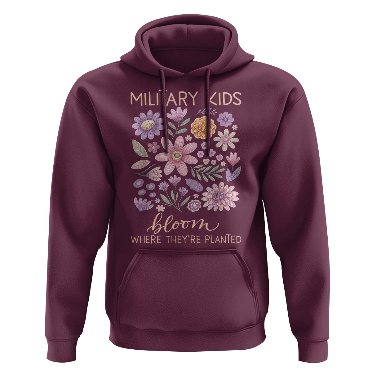 Military Kids Bloom Where They are Planted Hoodie Purple Up Month of the Military Child Floral Empowerment
