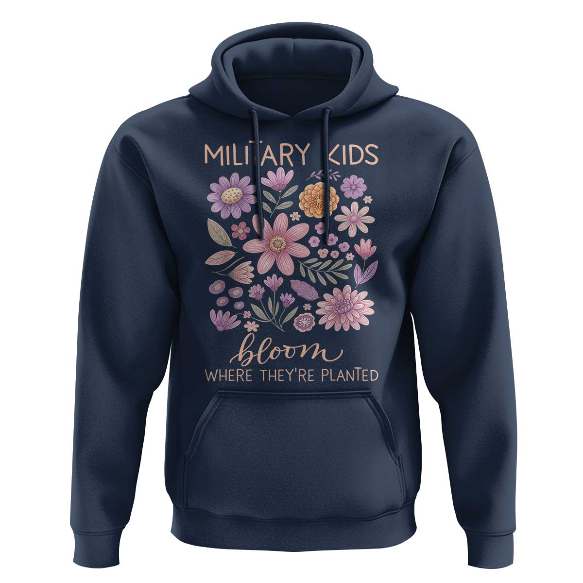 Military Kids Bloom Where They are Planted Hoodie Purple Up Month of the Military Child Floral Empowerment