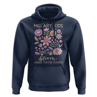 Military Kids Bloom Where They are Planted Hoodie Purple Up Month of the Military Child Floral Empowerment