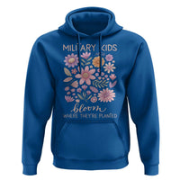 Military Kids Bloom Where They are Planted Hoodie Purple Up Month of the Military Child Floral Empowerment