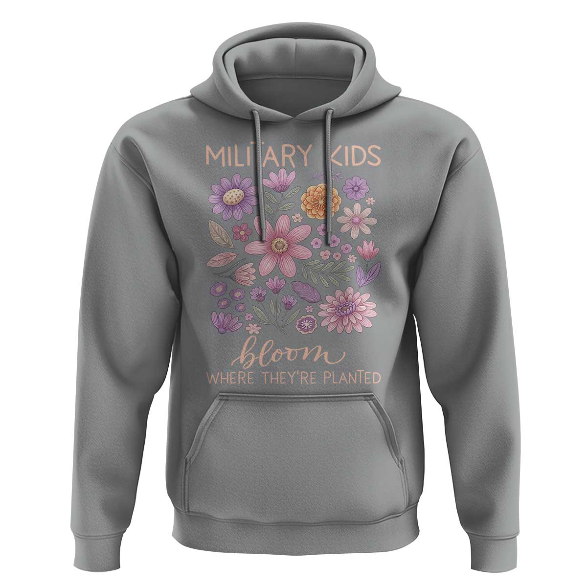 Military Kids Bloom Where They are Planted Hoodie Purple Up Month of the Military Child Floral Empowerment