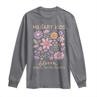 Military Kids Bloom Where They are Planted Long Sleeve Shirt Purple Up Month of the Military Child Floral Empowerment