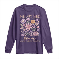 Military Kids Bloom Where They are Planted Long Sleeve Shirt Purple Up Month of the Military Child Floral Empowerment