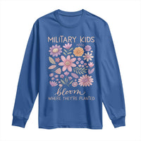 Military Kids Bloom Where They are Planted Long Sleeve Shirt Purple Up Month of the Military Child Floral Empowerment