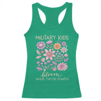 Military Kids Bloom Where They are Planted Racerback Tank Top Purple Up Month of the Military Child Floral Empowerment