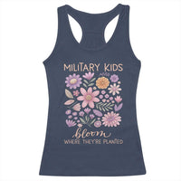 Military Kids Bloom Where They are Planted Racerback Tank Top Purple Up Month of the Military Child Floral Empowerment