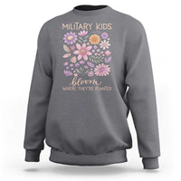 Military Kids Bloom Where They are Planted Sweatshirt Purple Up Month of the Military Child Floral Empowerment