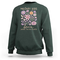 Military Kids Bloom Where They are Planted Sweatshirt Purple Up Month of the Military Child Floral Empowerment