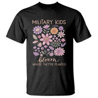Military Kids Bloom Where They are Planted T Shirt Purple Up Month of the Military Child Floral Empowerment