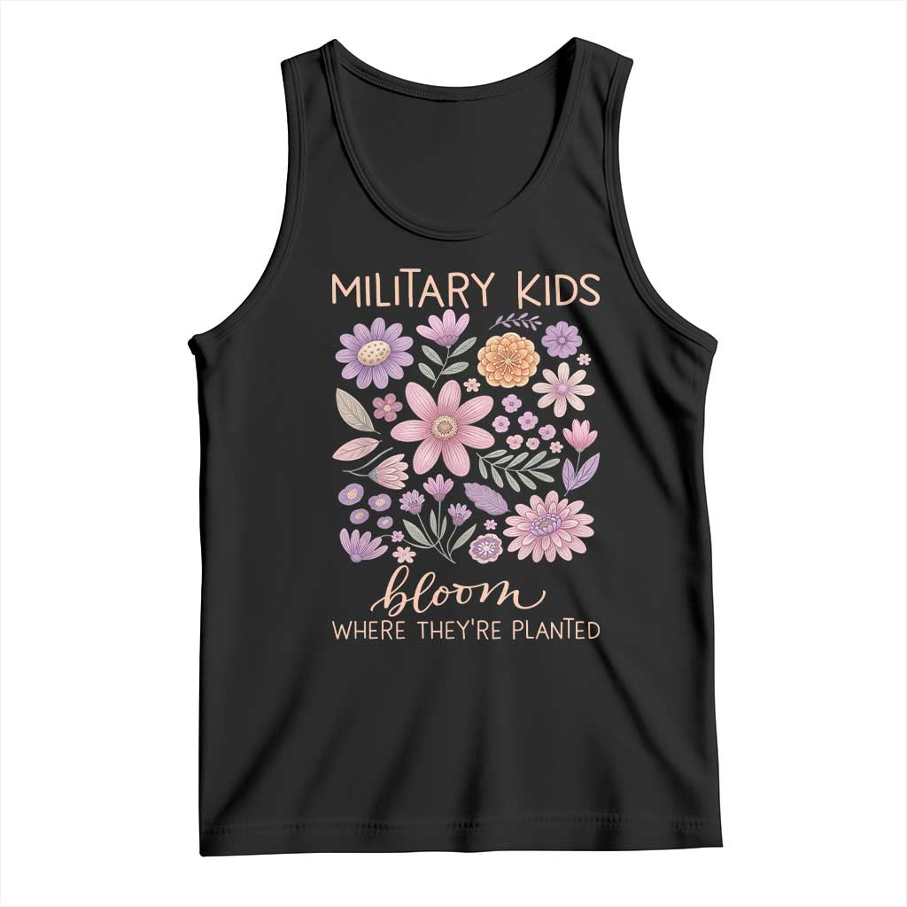 Military Kids Bloom Where They are Planted Tank Top Purple Up Month of the Military Child Floral Empowerment