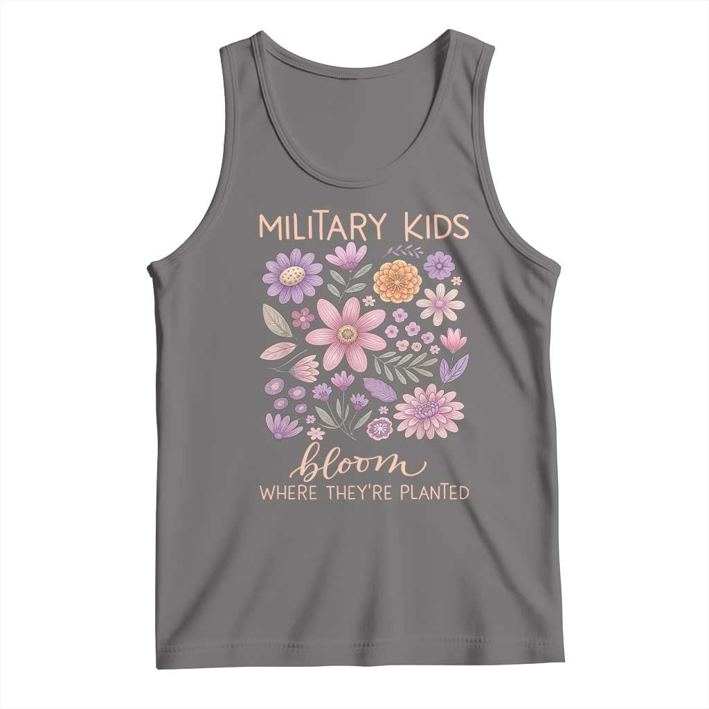 Military Kids Bloom Where They are Planted Tank Top Purple Up Month of the Military Child Floral Empowerment