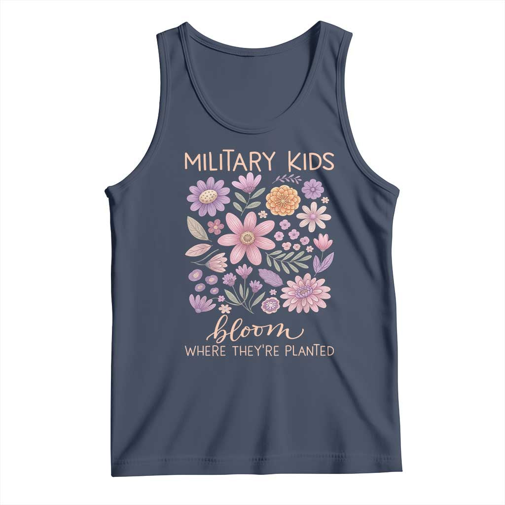 Military Kids Bloom Where They are Planted Tank Top Purple Up Month of the Military Child Floral Empowerment