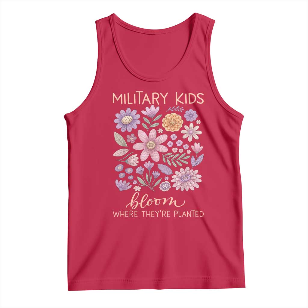 Military Kids Bloom Where They are Planted Tank Top Purple Up Month of the Military Child Floral Empowerment