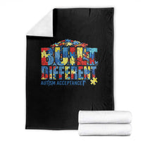 Built Different Autism Acceptance Puzzle Piece Graphic Throw Blanket Inspirational Neurodiversity Support