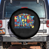 Built Different Autism Acceptance Puzzle Piece Graphic Spare Tire Cover Inspirational Neurodiversity Support