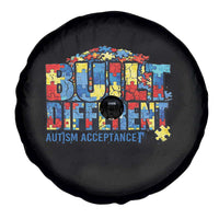 Built Different Autism Acceptance Puzzle Piece Graphic Spare Tire Cover Inspirational Neurodiversity Support