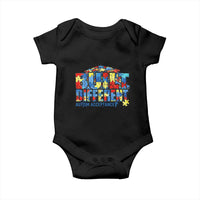 Built Different Autism Acceptance Puzzle Piece Graphic Baby Onesie Inspirational Neurodiversity Support