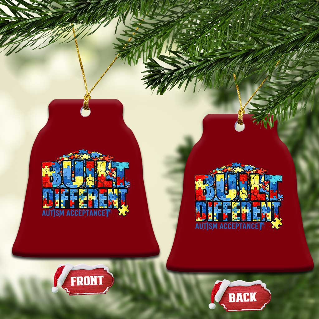 Built Different Autism Acceptance Puzzle Piece Graphic Ceramic Ornament Inspirational Neurodiversity Support