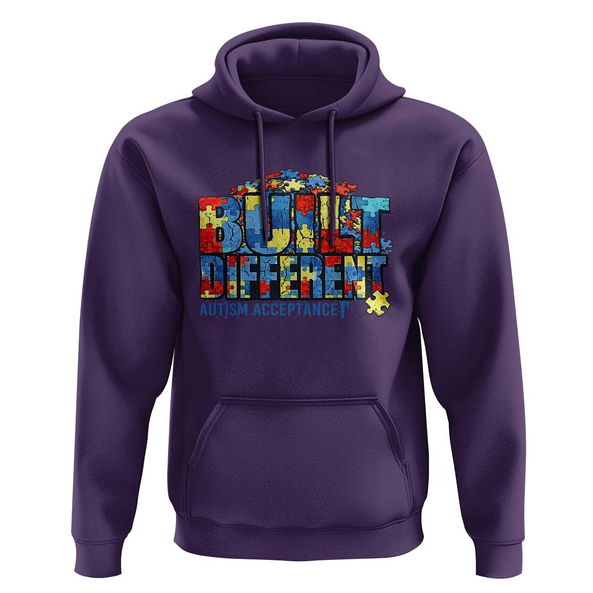 Built Different Autism Acceptance Puzzle Piece Graphic Hoodie Inspirational Neurodiversity Support