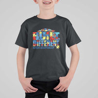 Built Different Autism Acceptance Puzzle Piece Graphic T Shirt For Kid Inspirational Neurodiversity Support