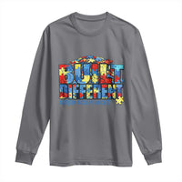 Built Different Autism Acceptance Puzzle Piece Graphic Long Sleeve Shirt Inspirational Neurodiversity Support
