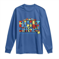 Built Different Autism Acceptance Puzzle Piece Graphic Long Sleeve Shirt Inspirational Neurodiversity Support