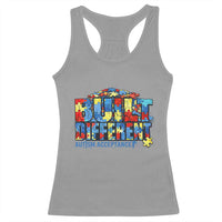 Built Different Autism Acceptance Puzzle Piece Graphic Racerback Tank Top Inspirational Neurodiversity Support