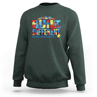 Built Different Autism Acceptance Puzzle Piece Graphic Sweatshirt Inspirational Neurodiversity Support