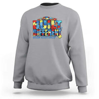 Built Different Autism Acceptance Puzzle Piece Graphic Sweatshirt Inspirational Neurodiversity Support