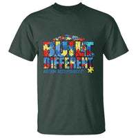 Built Different Autism Acceptance Puzzle Piece Graphic T Shirt Inspirational Neurodiversity Support