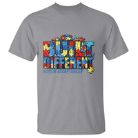 Built Different Autism Acceptance Puzzle Piece Graphic T Shirt Inspirational Neurodiversity Support