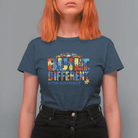 Built Different Autism Acceptance Puzzle Piece Graphic T Shirt For Women Inspirational Neurodiversity Support