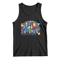 Built Different Autism Acceptance Puzzle Piece Graphic Tank Top Inspirational Neurodiversity Support