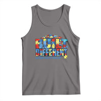 Built Different Autism Acceptance Puzzle Piece Graphic Tank Top Inspirational Neurodiversity Support