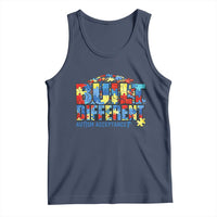 Built Different Autism Acceptance Puzzle Piece Graphic Tank Top Inspirational Neurodiversity Support