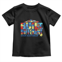 Built Different Autism Acceptance Puzzle Piece Graphic Toddler T Shirt Inspirational Neurodiversity Support