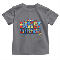 Built Different Autism Acceptance Puzzle Piece Graphic Toddler T Shirt Inspirational Neurodiversity Support