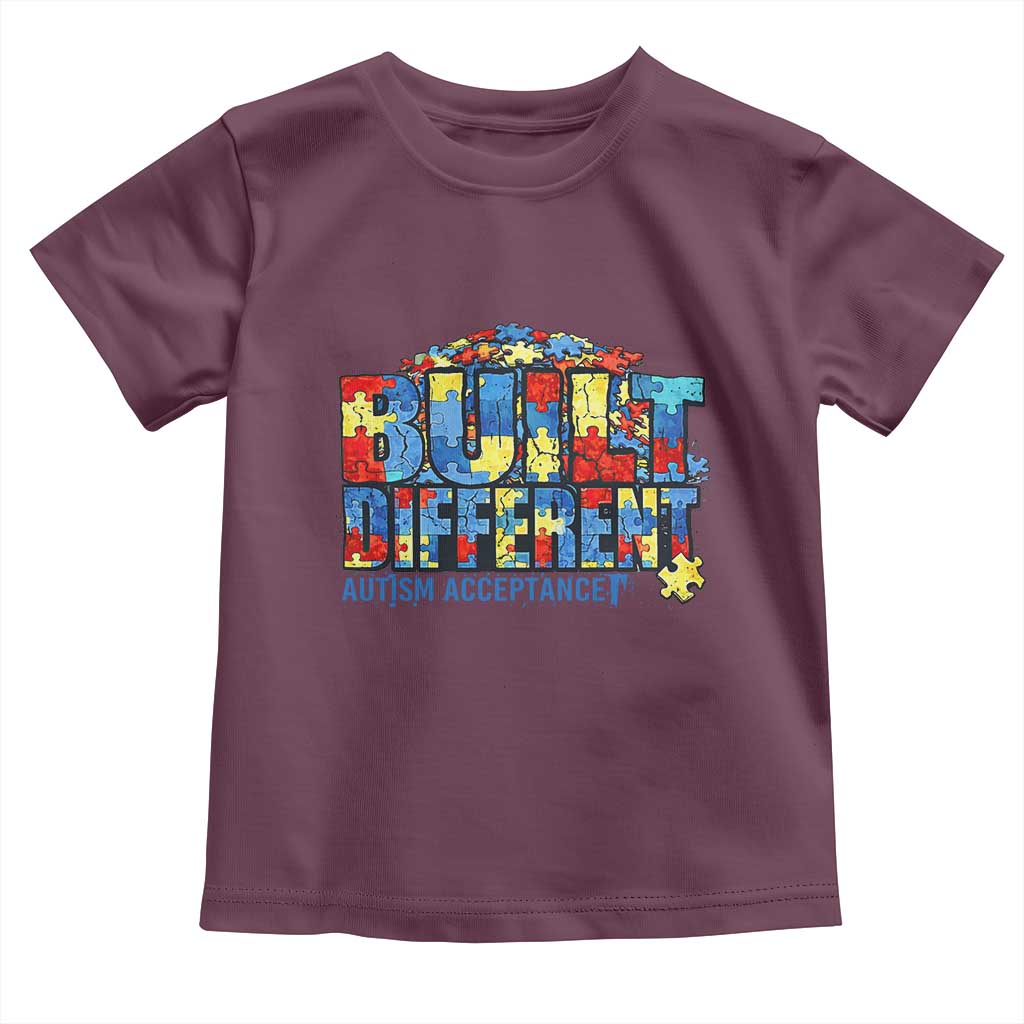 Built Different Autism Acceptance Puzzle Piece Graphic Toddler T Shirt Inspirational Neurodiversity Support
