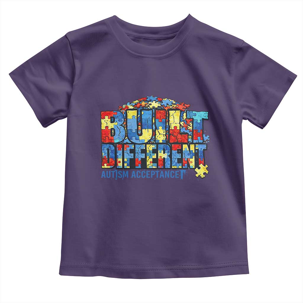 Built Different Autism Acceptance Puzzle Piece Graphic Toddler T Shirt Inspirational Neurodiversity Support