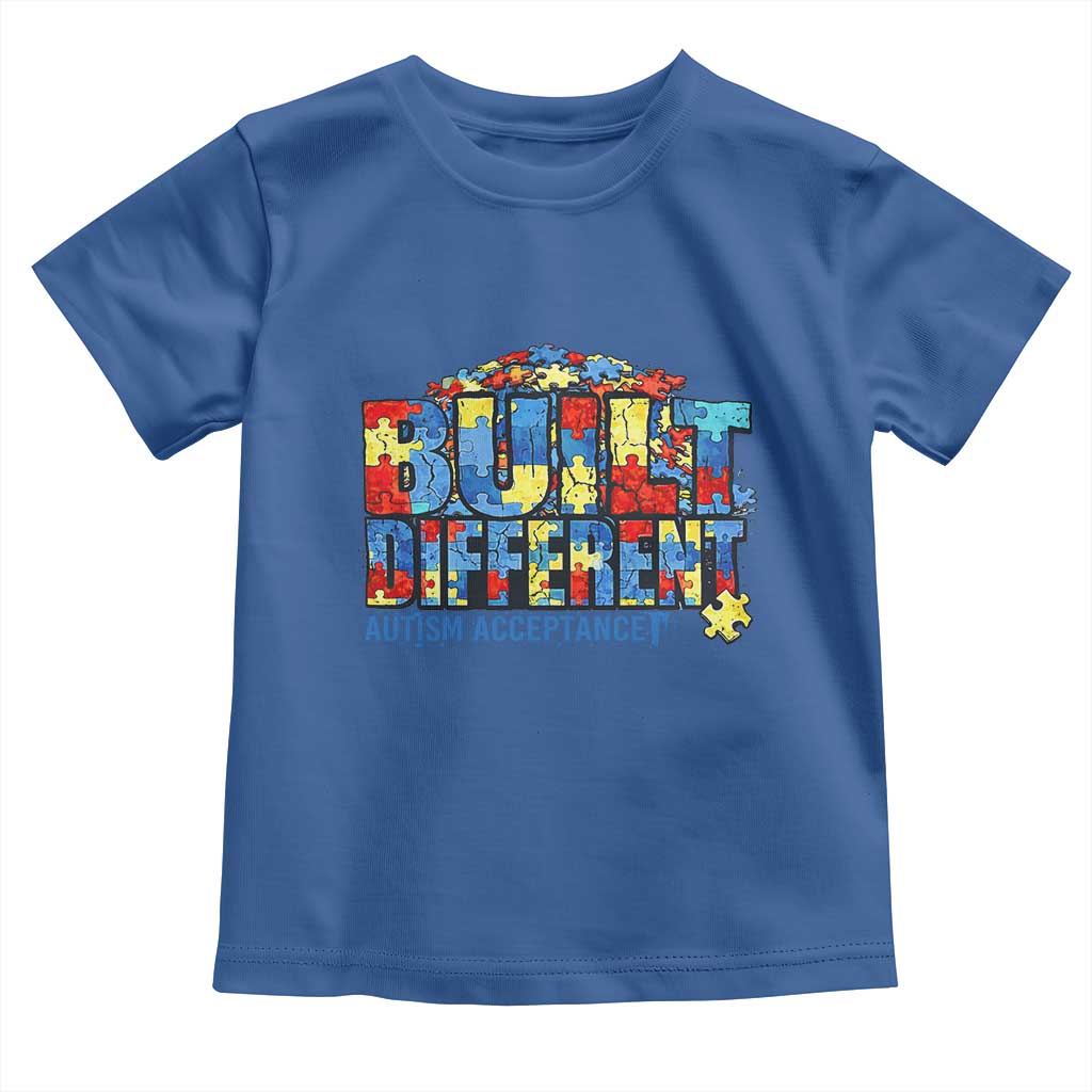 Built Different Autism Acceptance Puzzle Piece Graphic Toddler T Shirt Inspirational Neurodiversity Support