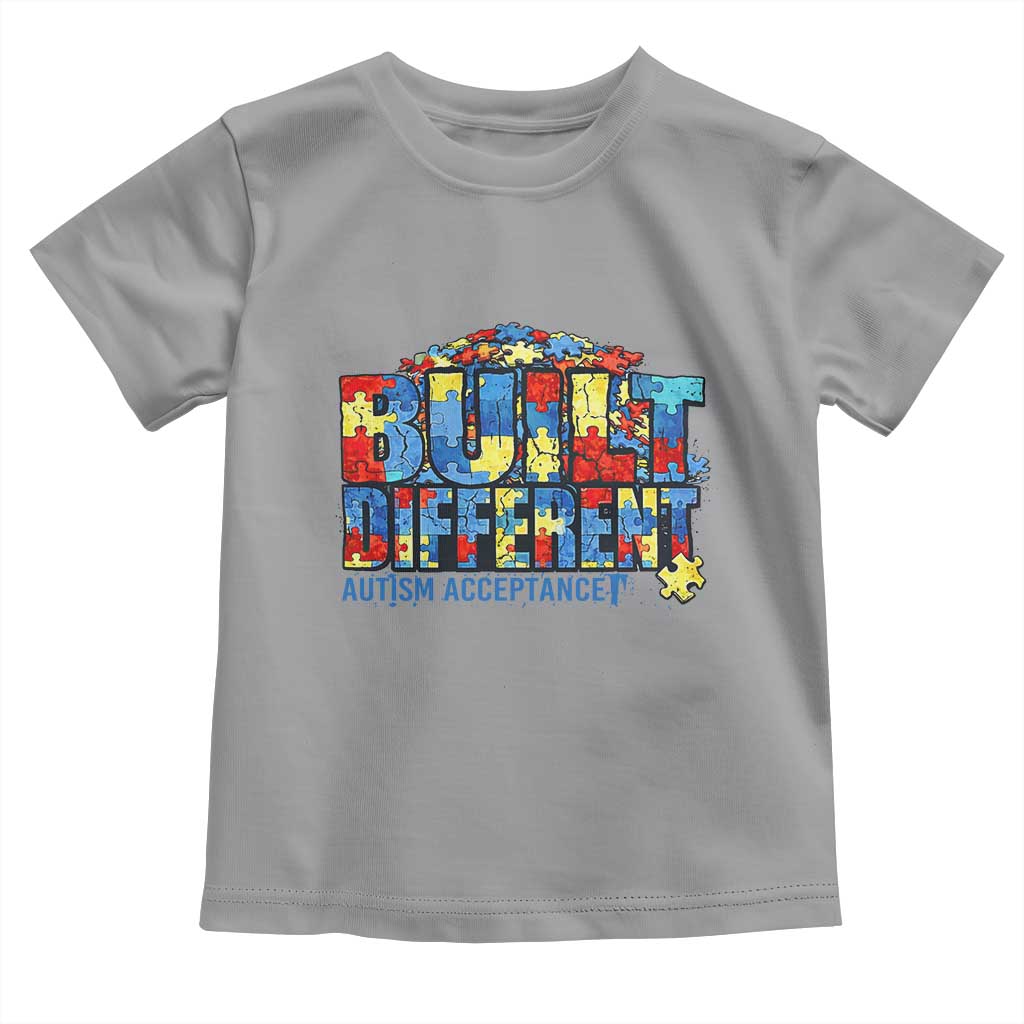 Built Different Autism Acceptance Puzzle Piece Graphic Toddler T Shirt Inspirational Neurodiversity Support