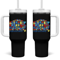 Built Different Autism Acceptance Puzzle Piece Graphic Tumbler With Handle Inspirational Neurodiversity Support