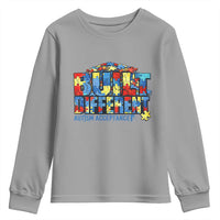 Built Different Autism Acceptance Puzzle Piece Graphic Youth Sweatshirt Inspirational Neurodiversity Support