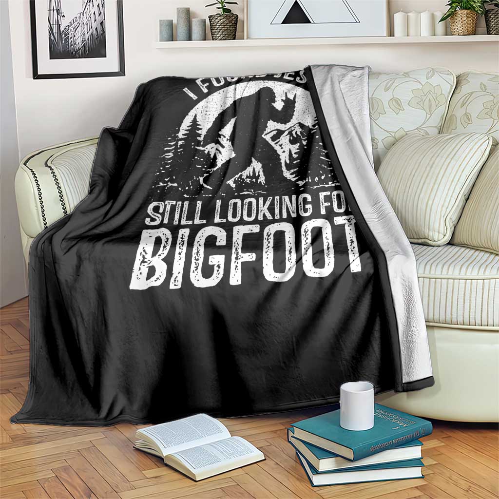 Funny Christian Sasquatch Throw Blanket I Found Jesus Still Looking for Bigfoot Vintage Distressed Graphic