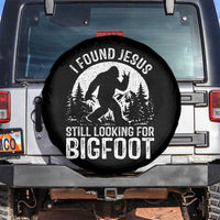Funny Christian Sasquatch Spare Tire Cover I Found Jesus Still Looking for Bigfoot Vintage Distressed Graphic