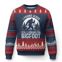 Funny Christian Sasquatch Ugly Christmas Sweater I Found Jesus Still Looking for Bigfoot Vintage Distressed Graphic